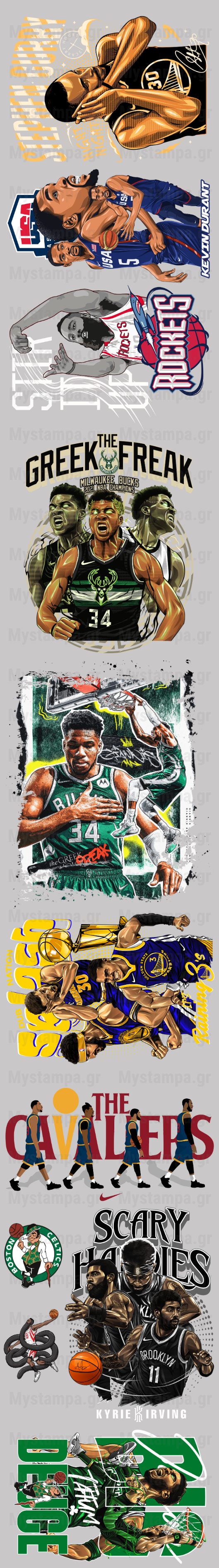 Gangsheet Φιλμ DTF Στάμπες NBA Players