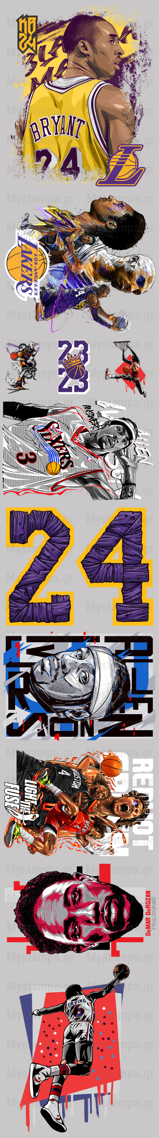 Gangsheet Φιλμ DTF Στάμπες NBA Players