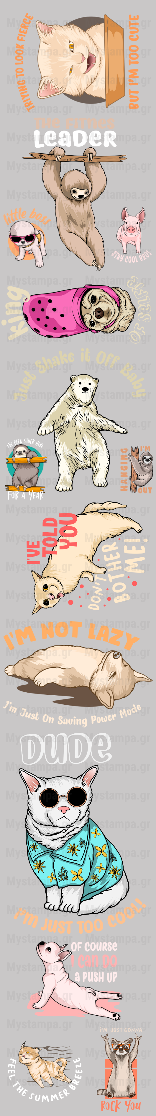 Gangsheet Φιλμ DTF Στάμπες Animals
