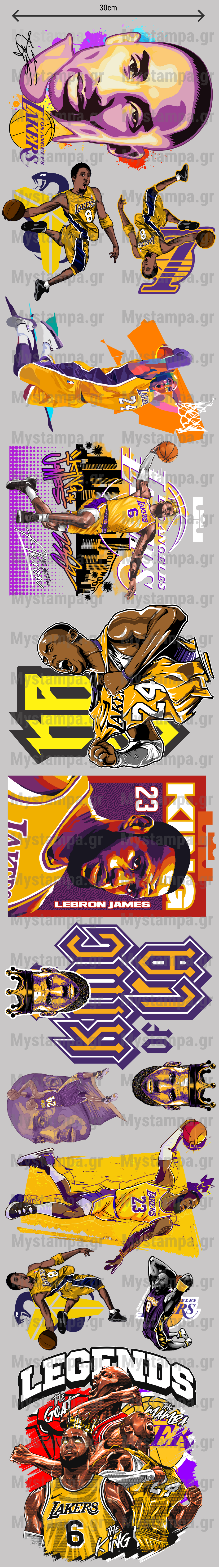 Gangsheet Φιλμ DTF Στάμπες NBA Lakers