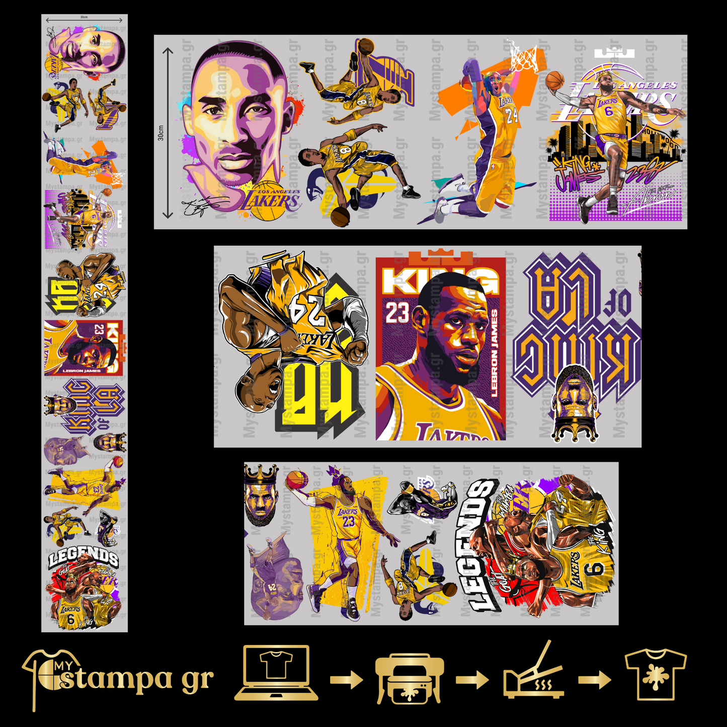 Gangsheet Φιλμ DTF Στάμπες NBA Lakers