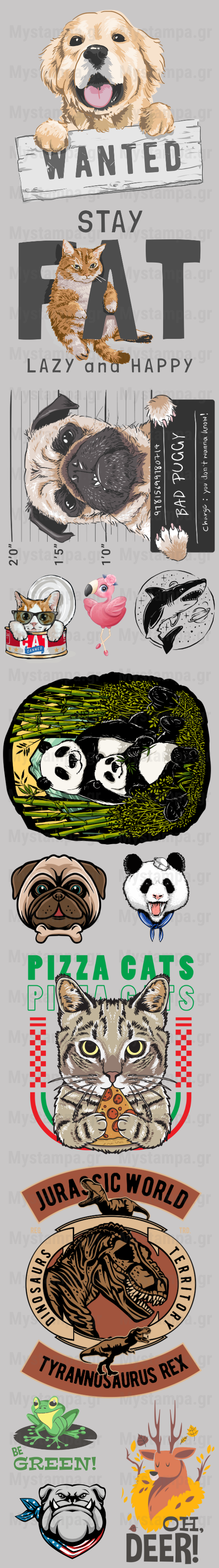 Gangsheet Φιλμ DTF Στάμπες Animals