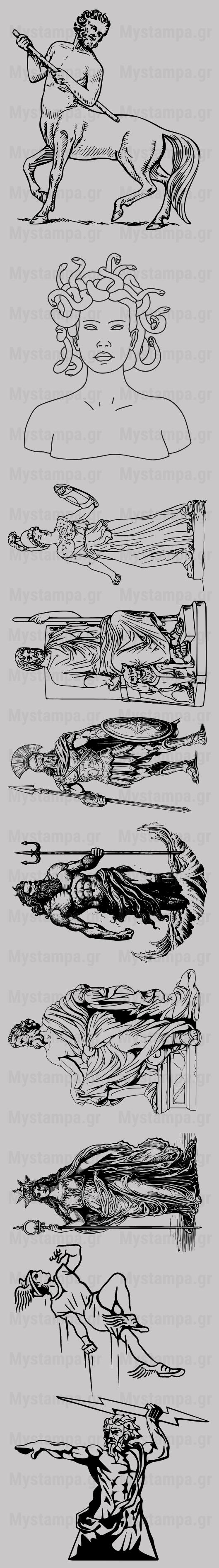 Gangsheet Φιλμ DTF Στάμπες Greek Gods