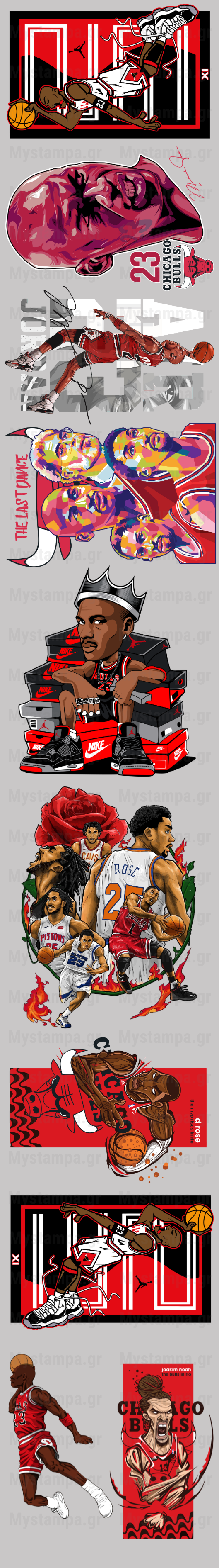 Gangsheet Φιλμ DTF Στάμπες NBA Chicago Bulls