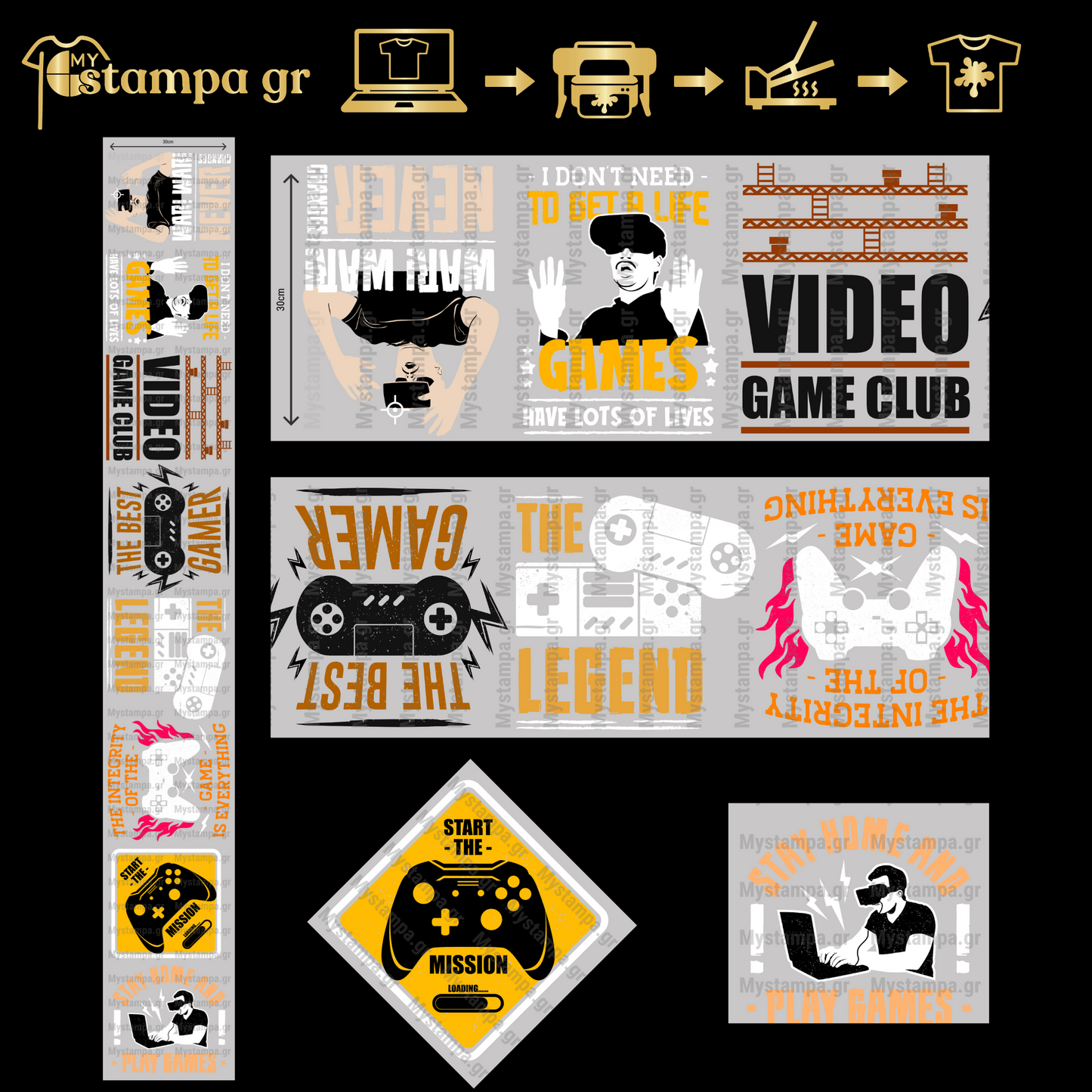 Gangsheet Φιλμ DTF Στάμπες Gaming