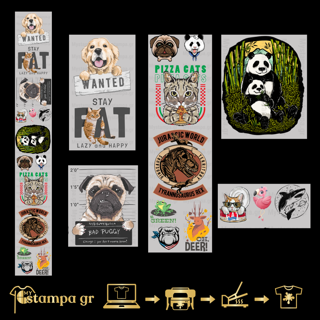 Gangsheet Φιλμ DTF Στάμπες Animals