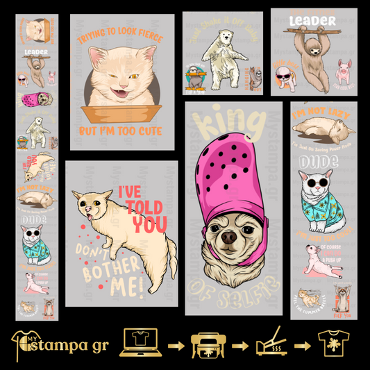 Gangsheet Φιλμ DTF Στάμπες Animals