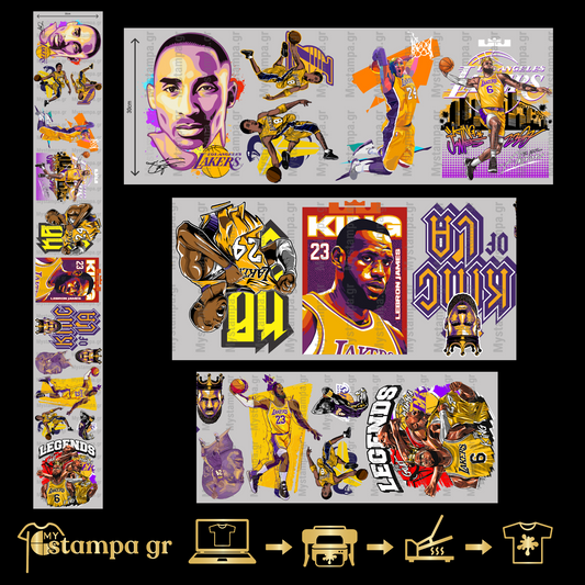 Gangsheet Φιλμ DTF Στάμπες NBA Lakers