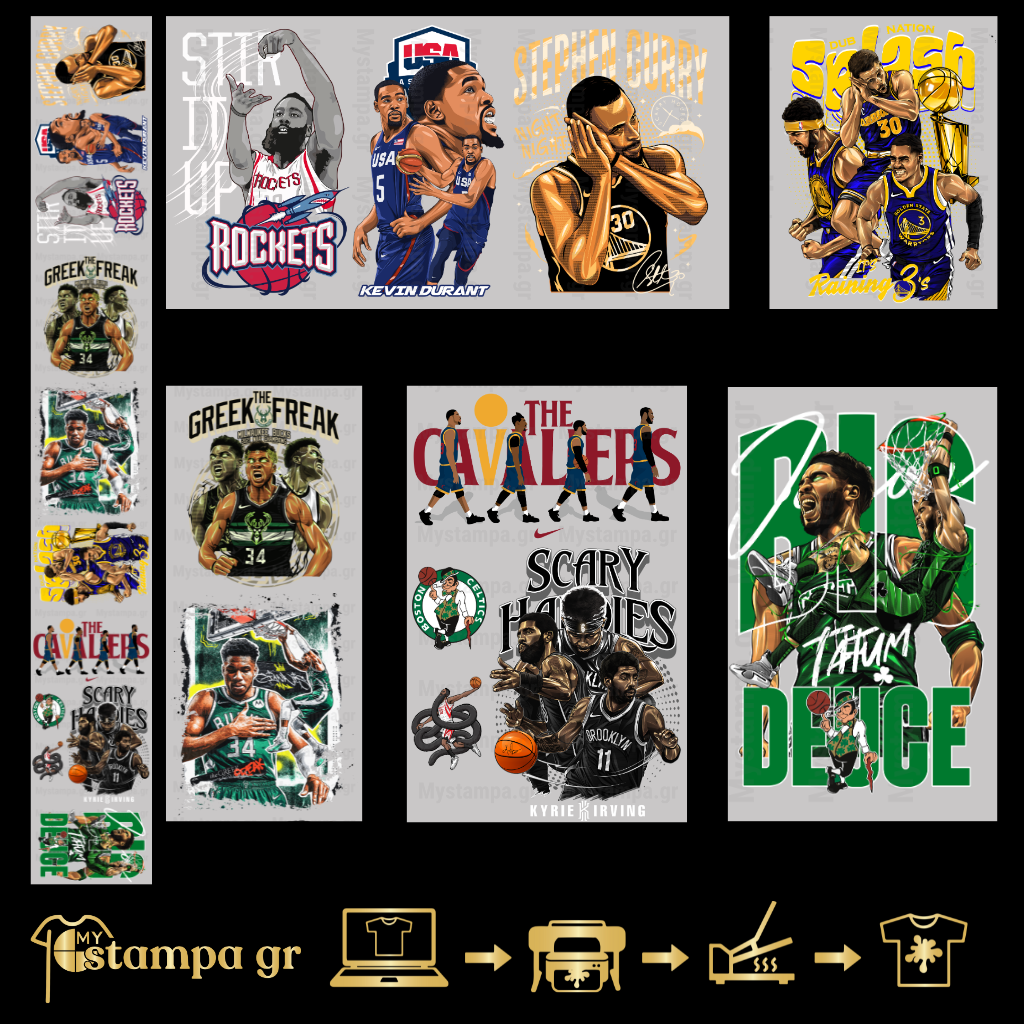 Gangsheet Φιλμ DTF Στάμπες NBA Players