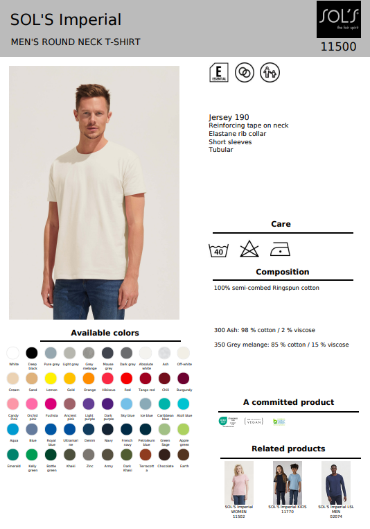 Unisex T-shirt Imperial 190gr