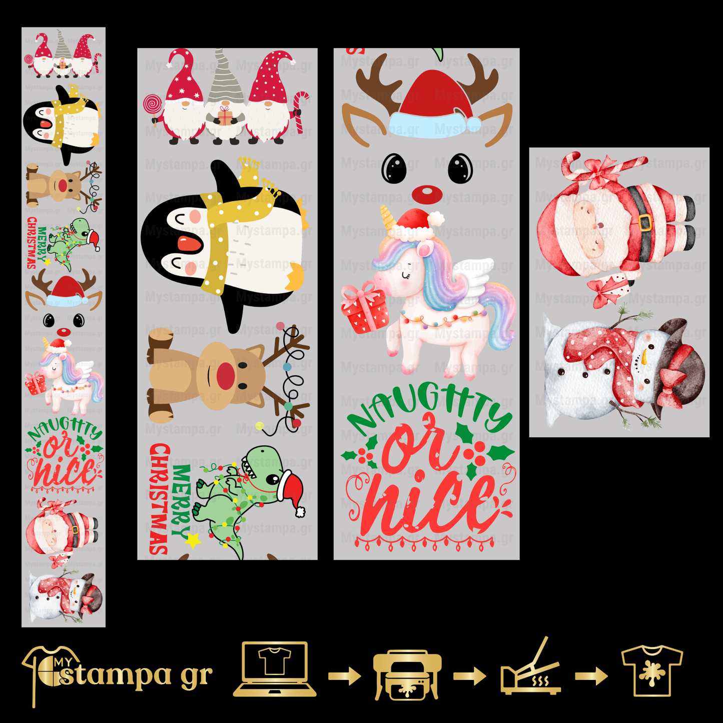 Gangsheet Φιλμ DTF Στάμπες Χριστούγεννα